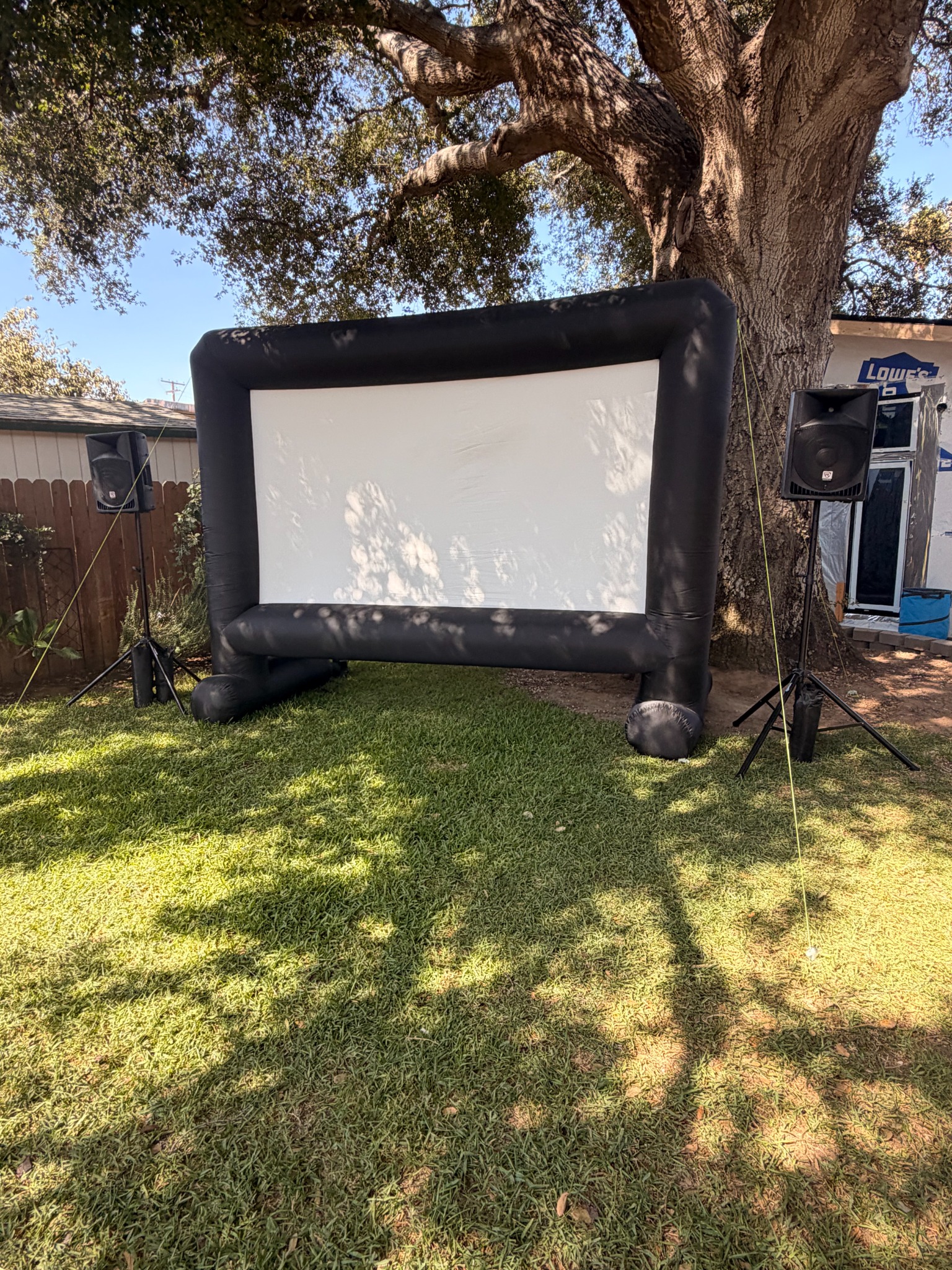 Backyard Movie Night Setup